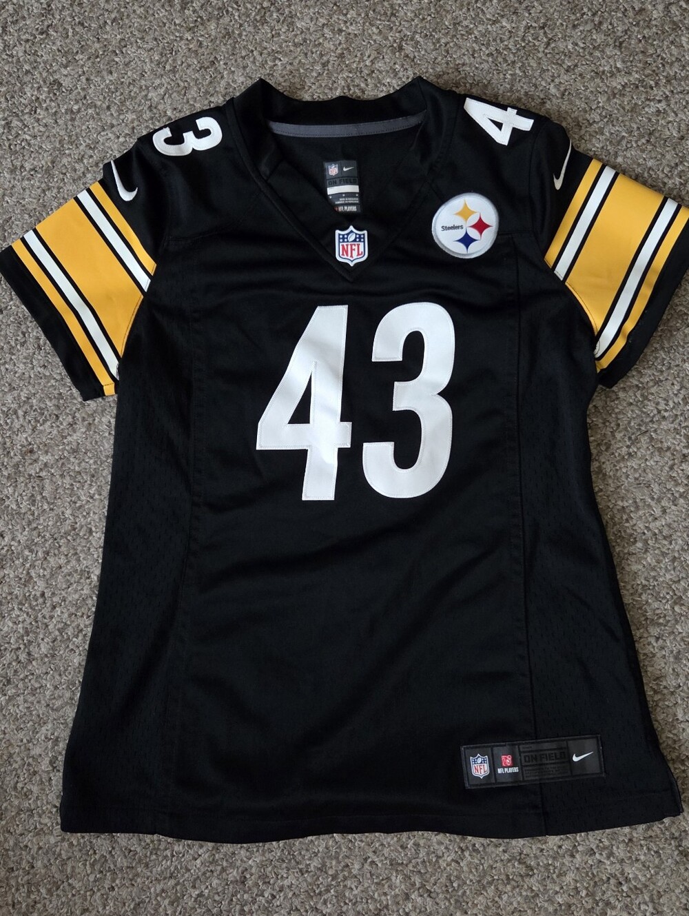 Pittsburgh Steelers Jersey Womens M Nike Troy Polamalu #43 Black NFL Stitched